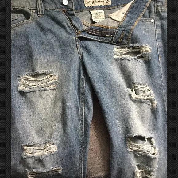 I.ndigo S.aints ripped low rise jeans size 9 - Picture 3 of 8